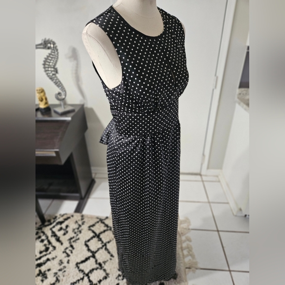 NWT! Kate Young Black and White Polka-dot Maxi Dress Size 4 - Picture 4 of 9